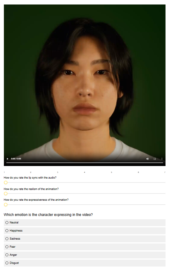 User Study Interface Questionnaire Screenshot
